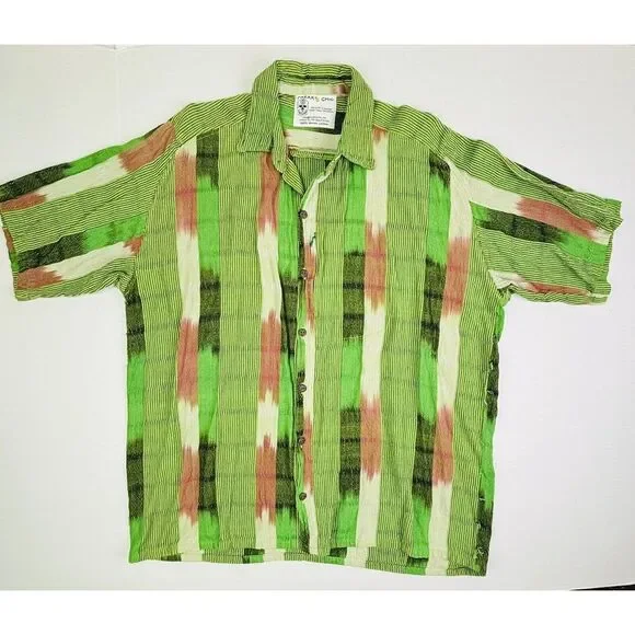 Freak N' Chic Woven Cotton Shirt Button Up Colorful Stash Pocket Men's XL EUC - Picture 2 of 8